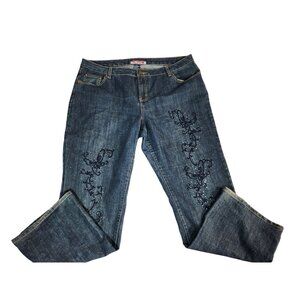 WAK Womens Embroidered Rhinestone Jeans Western Festival 20W